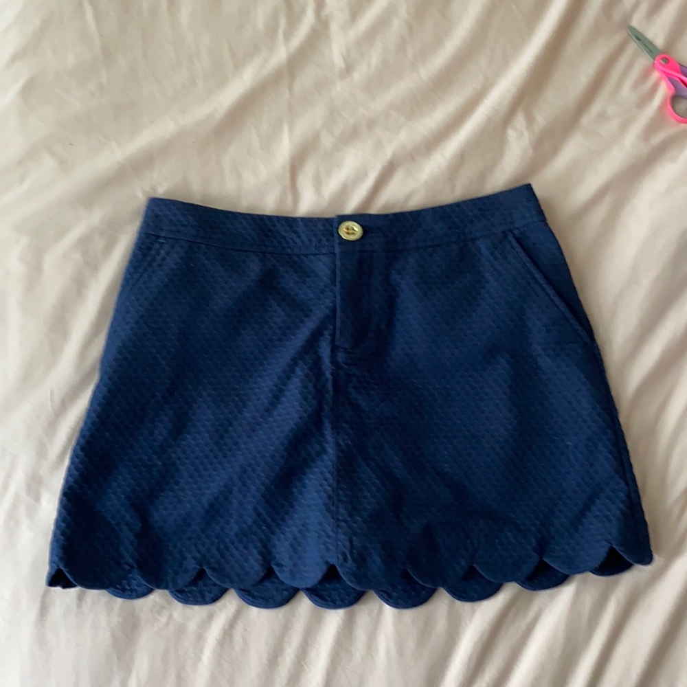 Lily Pulitzer Navy Skort Scalloped Hem